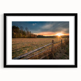 Extra large colorful art print of abstract Adirondacks scenery in vibrant hues on textured canvas, framed in black.