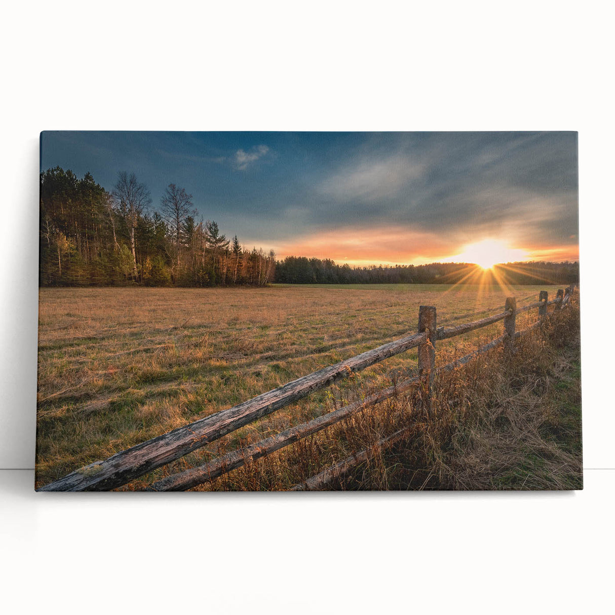 Black and white photograph of Adirondack scenery on stretched canvas, ideal for kitchen wall art or bedroom.