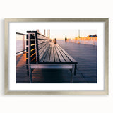 Textured art of Coney Island in abstract style with muted colors on a framed silver mat, suitable for bedroom decor.