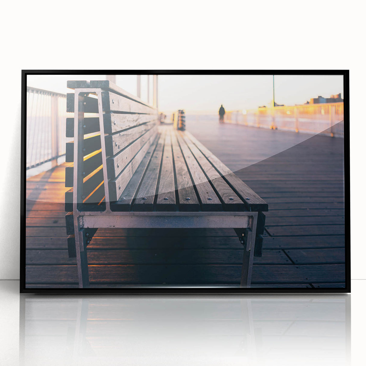 Large abstract wall art depicting Coney Island with vibrant colors on a black framed acrylic.