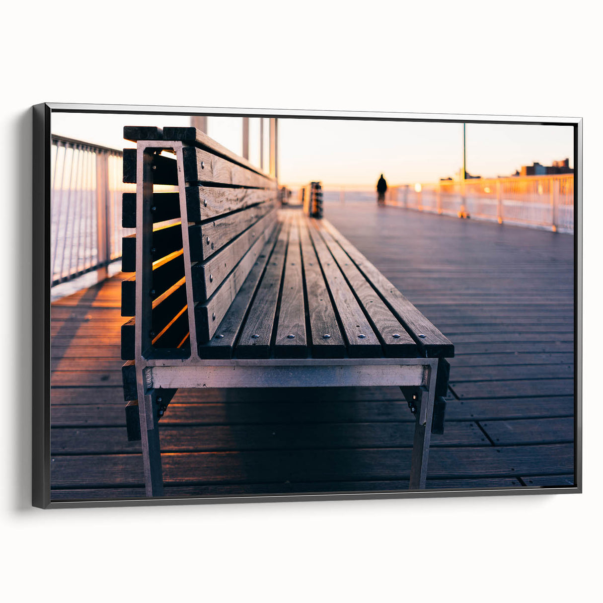 Black and white vintage poster art of Coney Island landscape on framed canvas, ideal for bedroom wall decor.