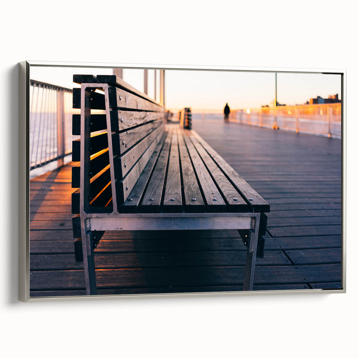 Framed canvas of a vintage-style Coney Island landscape painting in vibrant colors, ideal for living room decor.