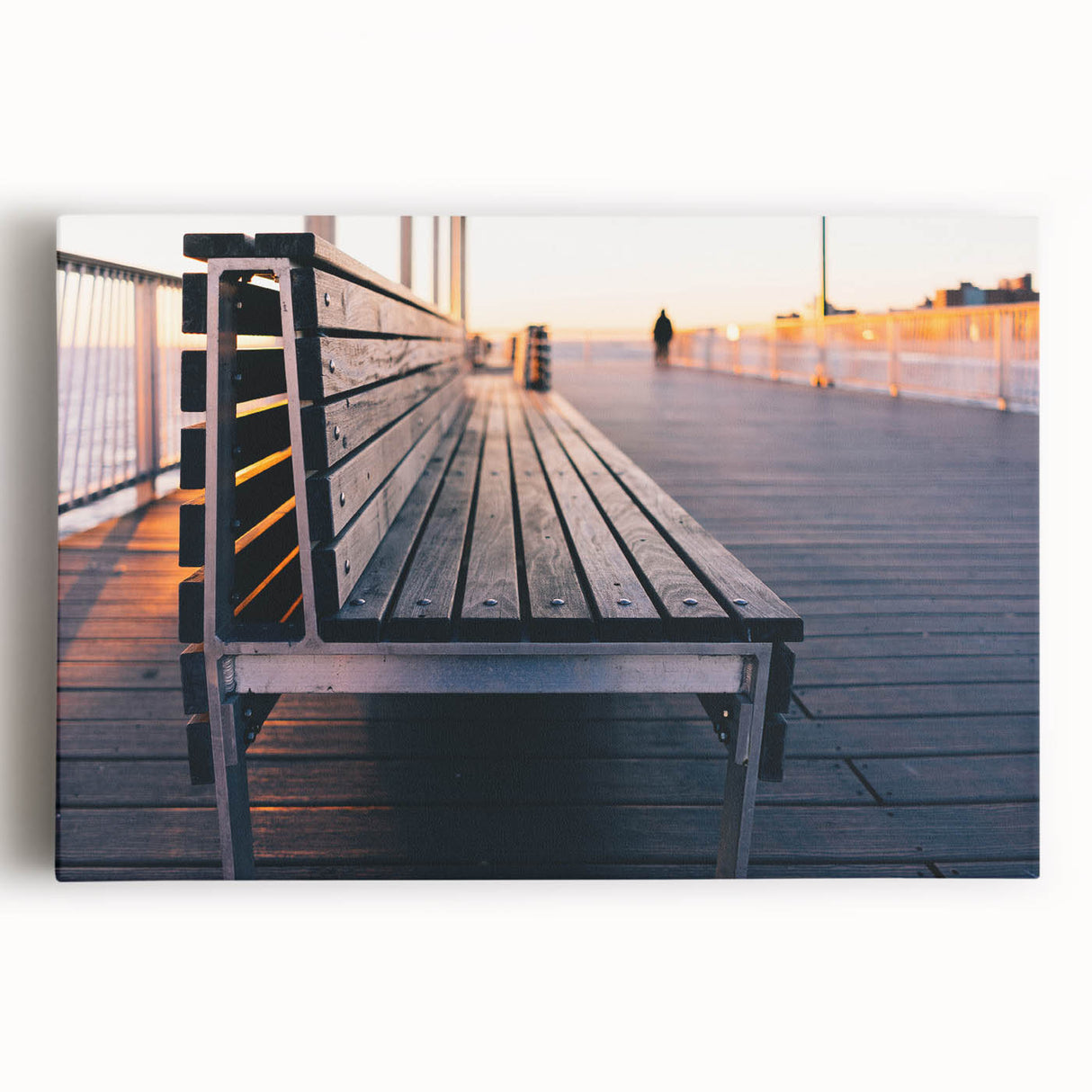 Black and white photograph of Coney Island on stretched canvas, suitable for kitchen wall art.