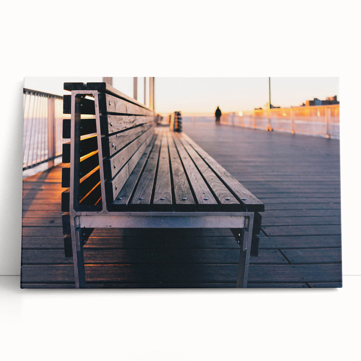 Black and white stretched canvas of Coney Island scenery, ideal for kitchen wall art or bedroom ambiance.