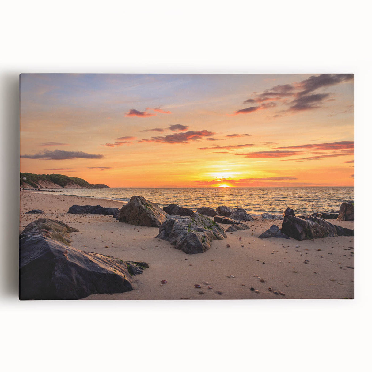Black and white stretched canvas of Long Island scenery, ideal for kitchen wall art or bedroom ambiance.