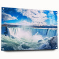 Acrylic glass print of Niagara Falls in muted blue and gray tones, suitable for bedroom or dining room wall decor.