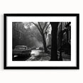 Extra large, textured abstract art print of colorful New York City skyline on framed black canvas.
