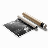 Extra large rolled print of Brooklyn Bridge with floral accents in pastel shades, ideal for classy bathroom wall art.