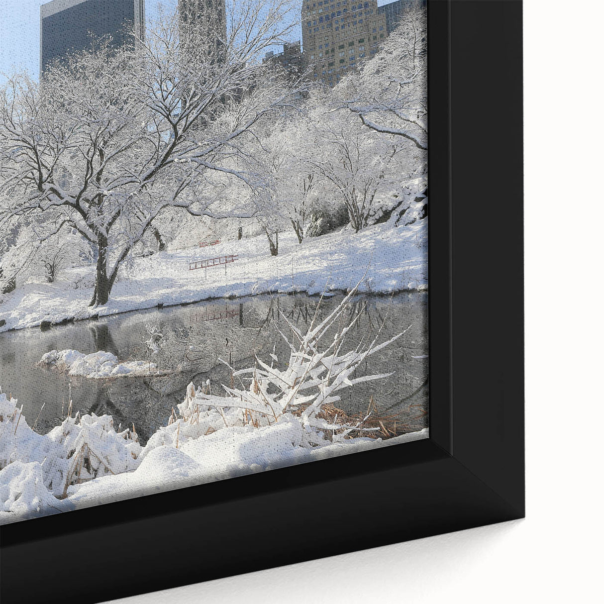 Extra large framed canvas depicting a textured view of Central Park in muted colors, ideal for living room decor.