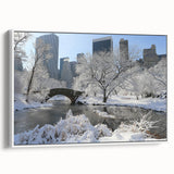 Vintage poster art of Central Park with colorful autumn trees on extra large framed canvas, ideal for living room decor.