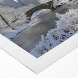 Art deco poster of Central Park with muted green and beige tones on rolled canvas, suitable for dining room wall art.