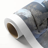Art Deco poster of Central Park with soft green and beige tones on rolled canvas, ideal for nursery wall art.