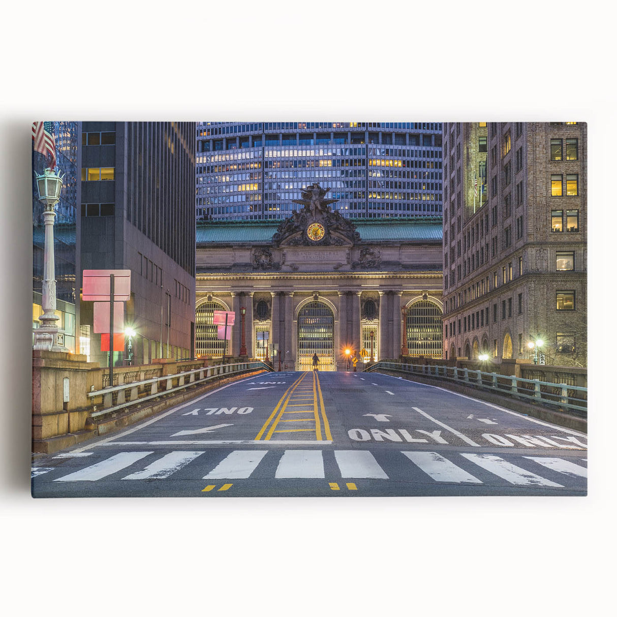 Black and white photo of Grand Central Station on stretched canvas, suitable as large kitchen wall art.