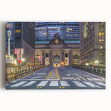 Black and white photo of Grand Central Station on stretched canvas, suitable as large kitchen wall art.