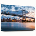 Acrylic print of the Manhattan Bridge in grayscale, ideal for modern dining room decor.