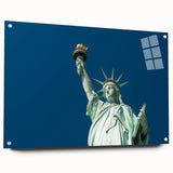 Acrylic print of the Statue of Liberty with a side view, featuring muted green and blue tones.