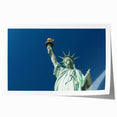 Extra large rolled print of the Statue of Liberty in muted green and gray tones, suitable for dining room wall art.
