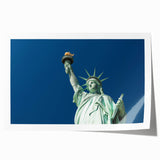 Extra large rolled print of the Statue of Liberty in muted green and gray tones, suitable for dining room wall art.