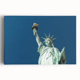 Black and white stretched canvas of the Statue of Liberty, ideal for kitchen wall art.