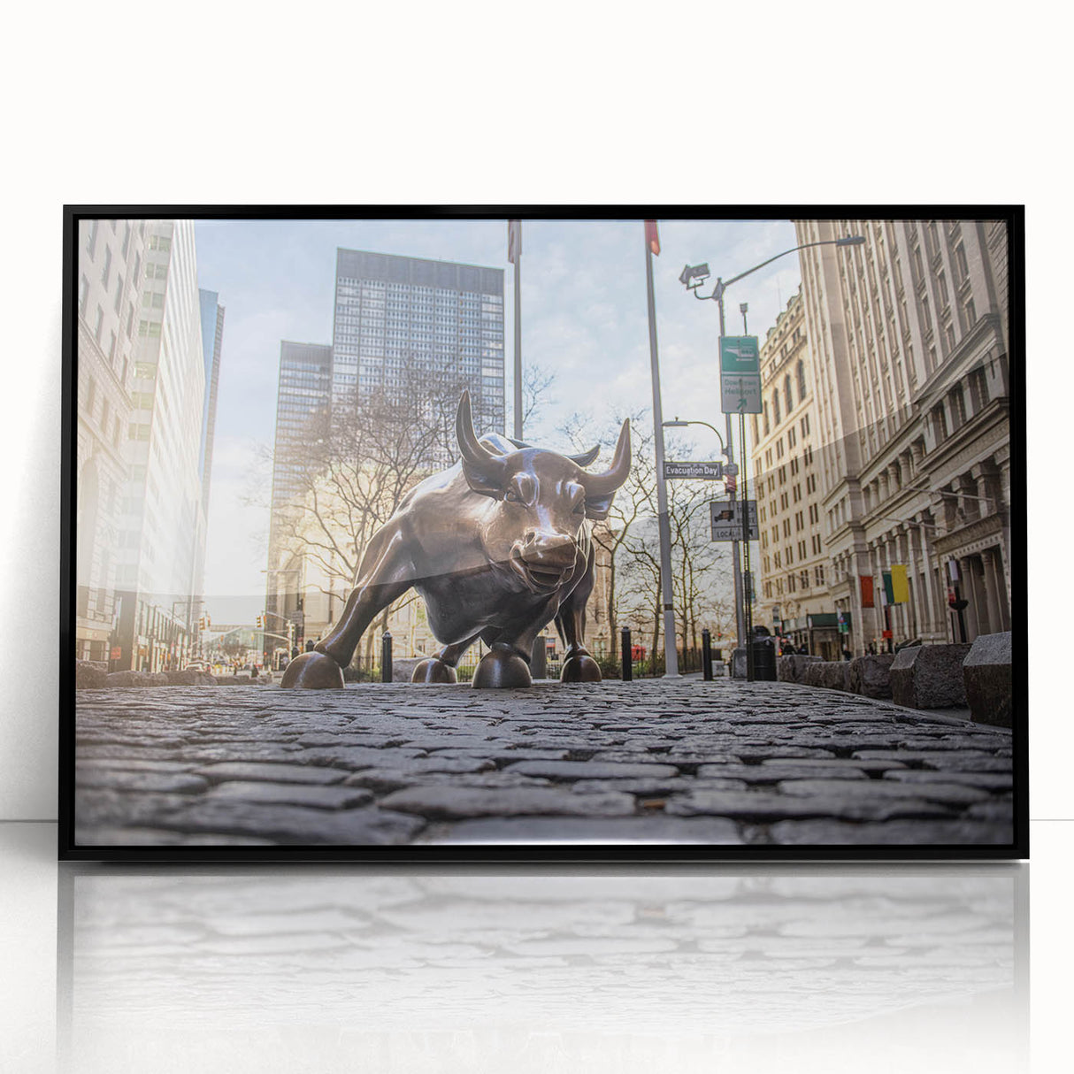 Large abstract wall art of NYC skyline in black and white on framed acrylic, suitable for modern art wall decor.