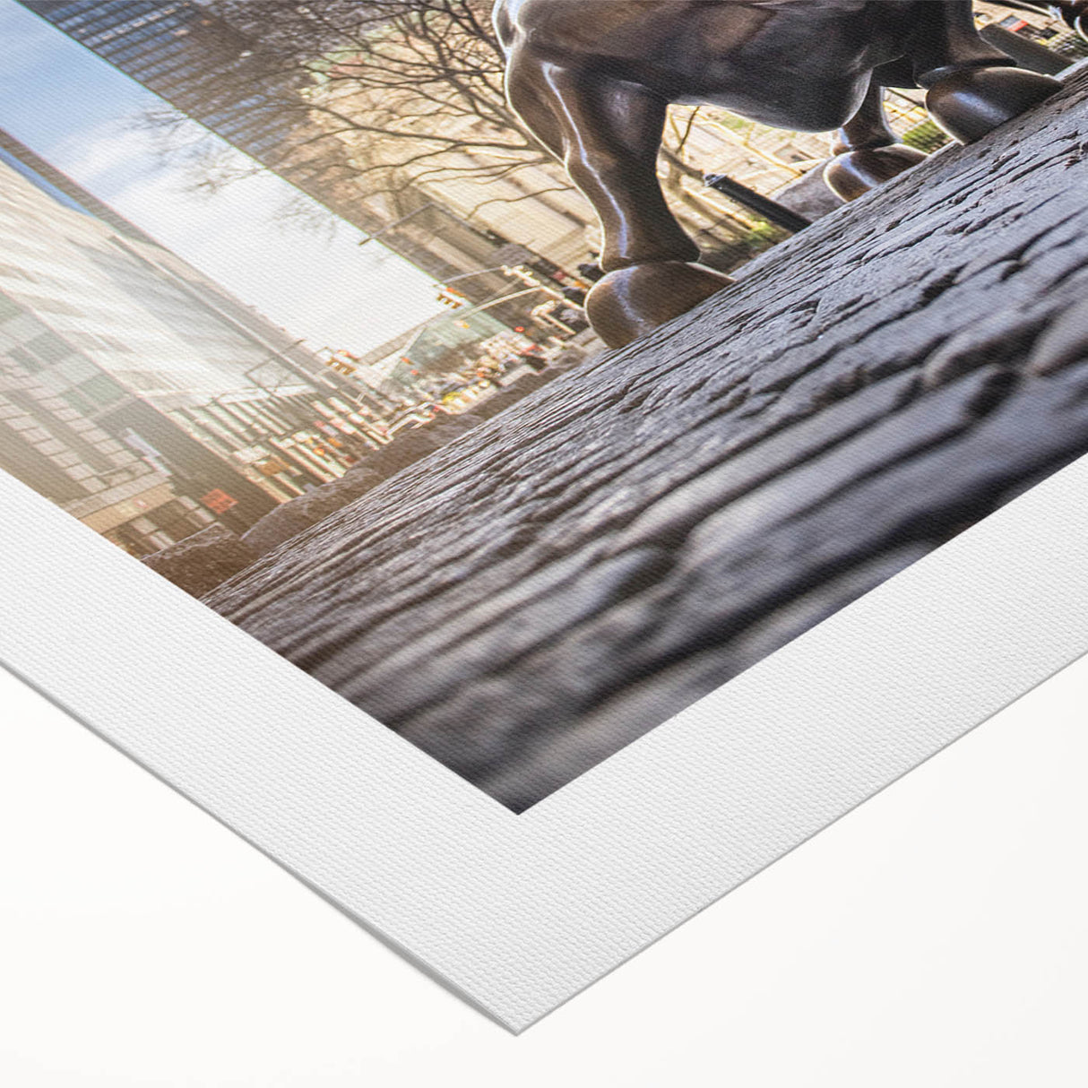 Art deco poster of New York City skyline in monochrome tones, ideal for dining room wall art, printed on rolled canvas.