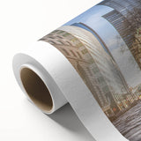 Art Deco style poster of NYC skyline in monochrome shades, rolled canvas, suitable for nursery wall art or dining room.