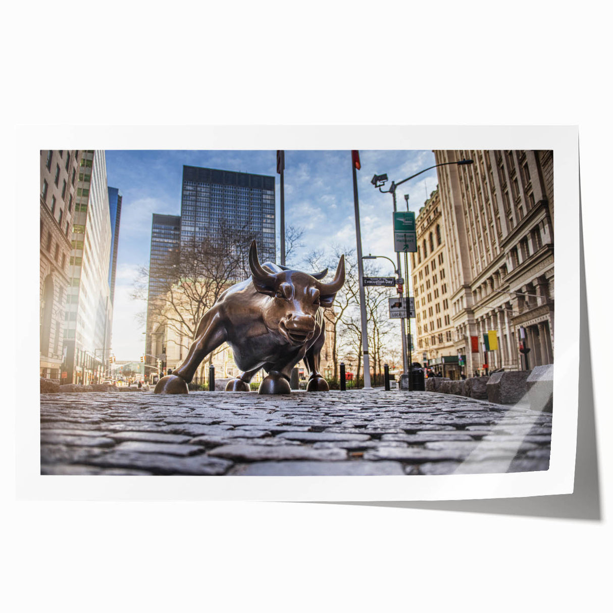 Extra large rolled print of New York City skyline in muted gray tones, ideal for art wall dining room.