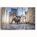 Black and white stretched canvas print of NYC skyline, ideal for kitchen wall art.