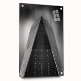 Acrylic print of New York City skyline with muted blue and gray tones, ideal for modern bedroom or dining room decor.