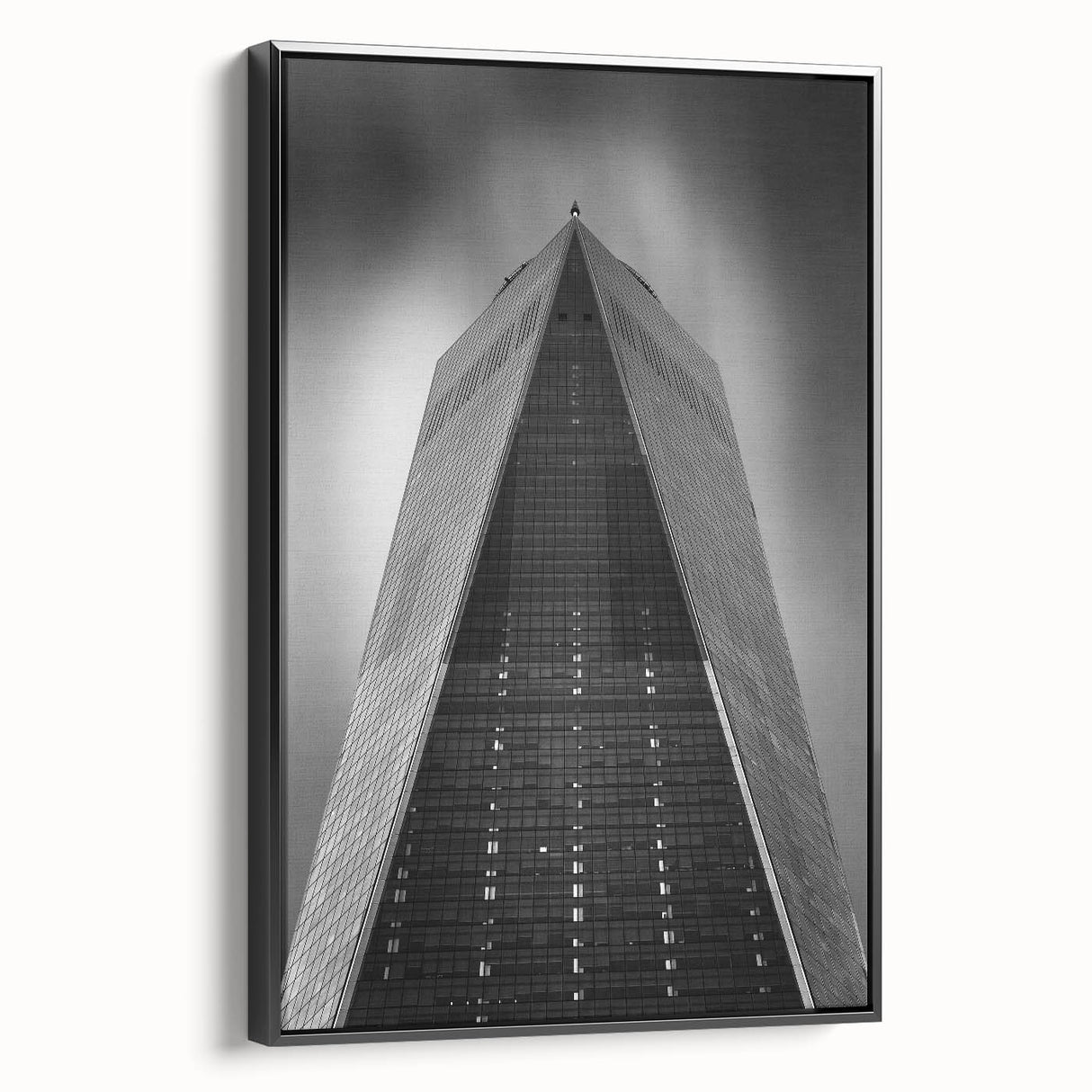 Black and white wall art featuring a vintage poster of the NYC skyline on framed canvas, ideal for bedroom decor.
