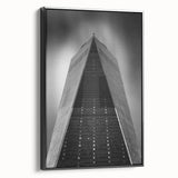 Black and white wall art featuring a vintage poster of the NYC skyline on framed canvas, ideal for bedroom decor.