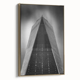 Framed canvas of New York City skyline in black and gold tones, ideal for bedroom wall art.