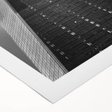 Art deco poster of NYC with Trade Center, in monochrome shades on rolled canvas, ideal for dining room wall art.