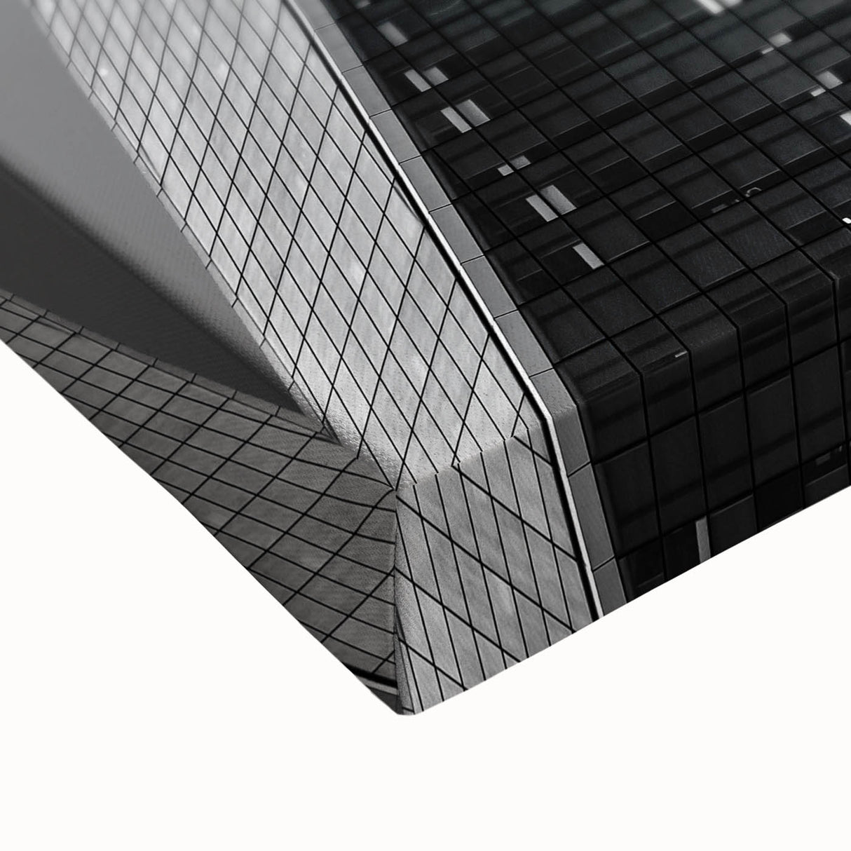 Black and white landscape art painting of NYC Trade Center on stretched canvas, ideal for bedroom wall art.