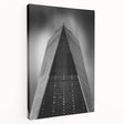 New York City skyline featuring the Trade Center in muted gray tones on a stretched canvas, suitable for kitchen wall art.