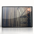 Large abstract wall art depicting the Wall Street scene in muted monochrome, framed acrylic, ideal for modern office decor.