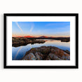 Extra large abstract art print depicting colorful, textured scenery of Oklahoma, framed in black.