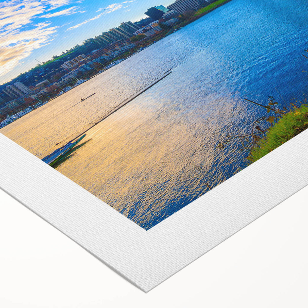 Art deco poster of Portland, Oregon with muted green and beige tones on rolled canvas, suitable for dining room decor.