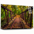 Large abstract wall art of Pennsylvania scenery in muted earth tones on acrylic glass.