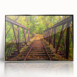 Mid-century modernist art of Pennsylvania scenery in silver framed acrylic, ideal for nursery wall decor.