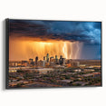 Black and white framed canvas featuring a vintage-style landscape of Phoenix Valley, ideal for bedroom wall decor.