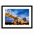 Abstract art print of Nashville with vibrant, colorful textures on a large black-framed canvas.