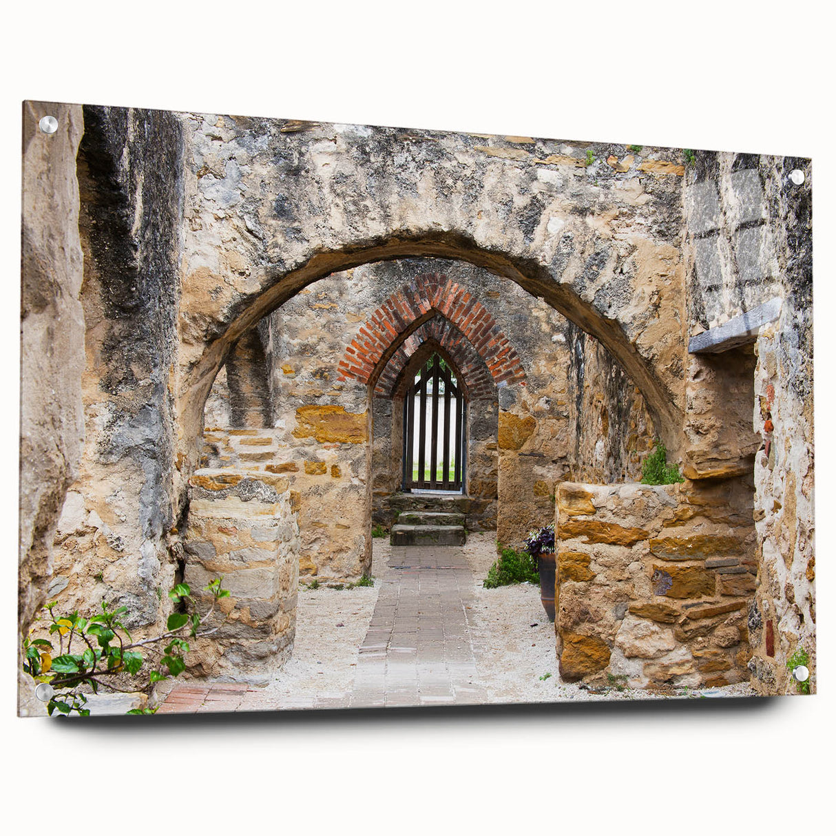 Acrylic print of San Antonio skyline in muted earth tones, suitable for bedroom or dining room decor.