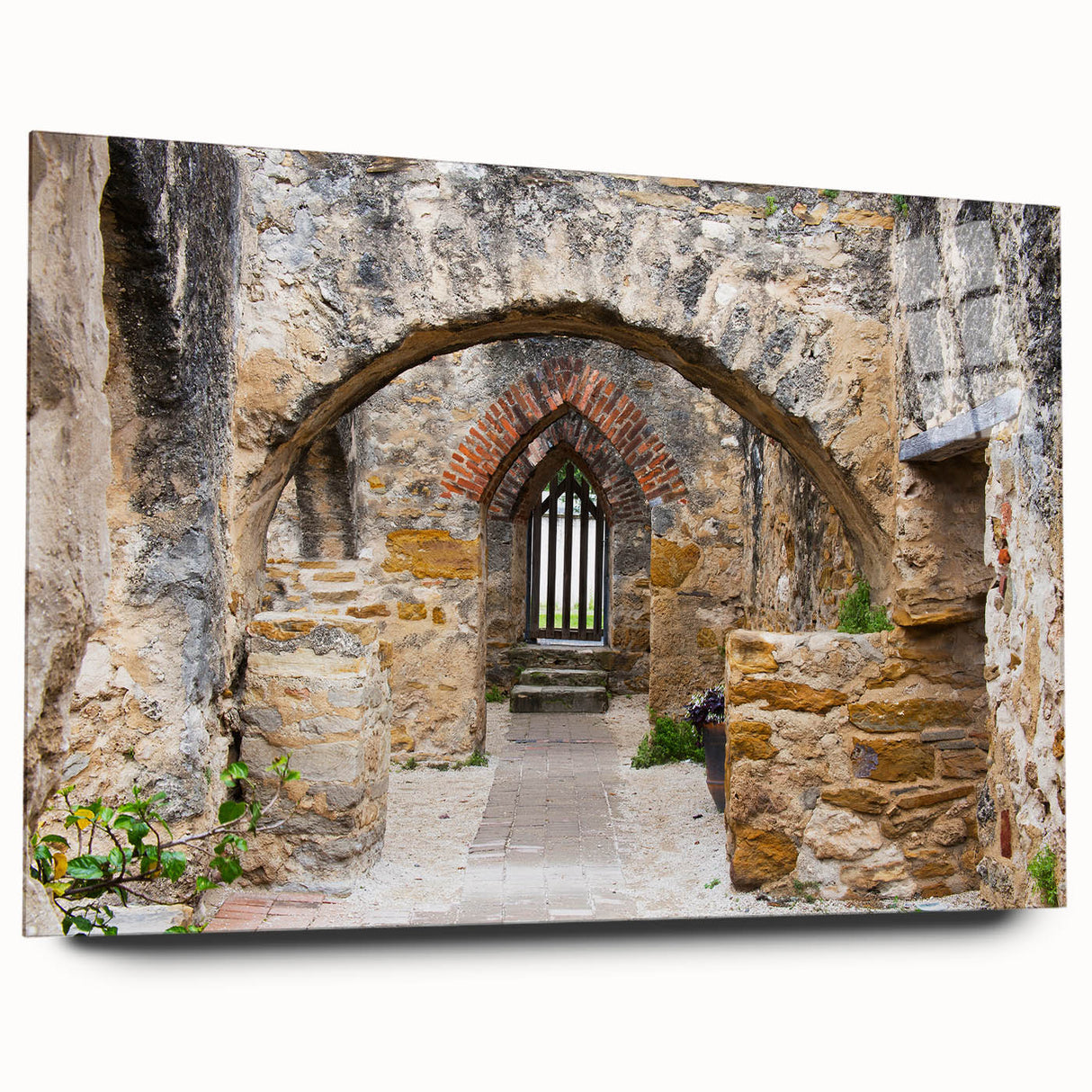 Large abstract wall art of the San Antonio skyline in muted blue tones on acrylic glass.