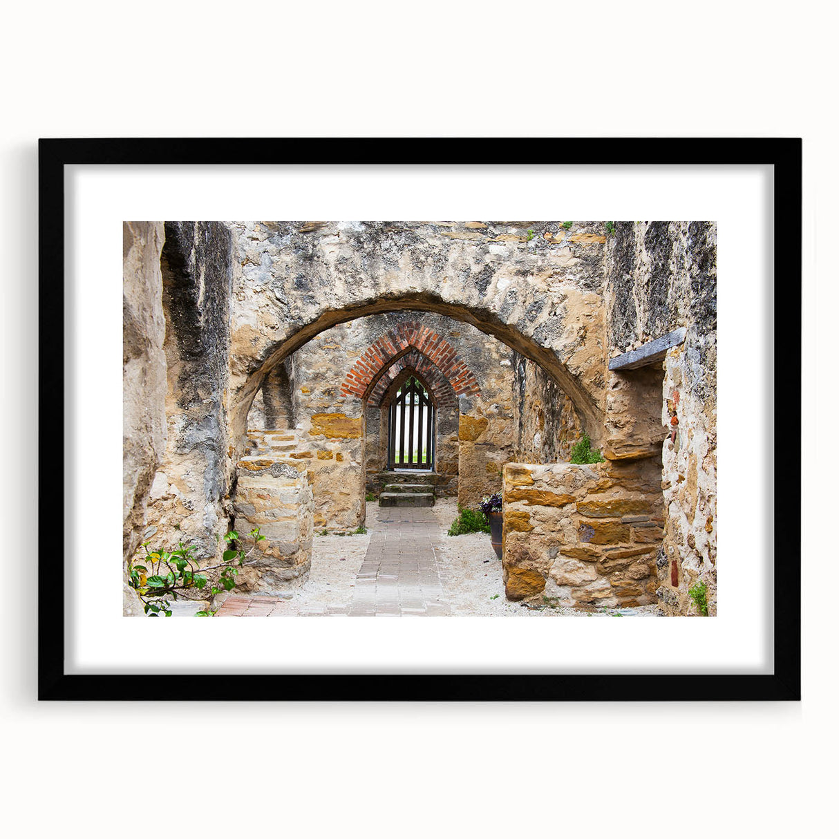 Colorful abstract art print of San Antonio skyline in vibrant hues on a large framed canvas, ideal for living room decor.