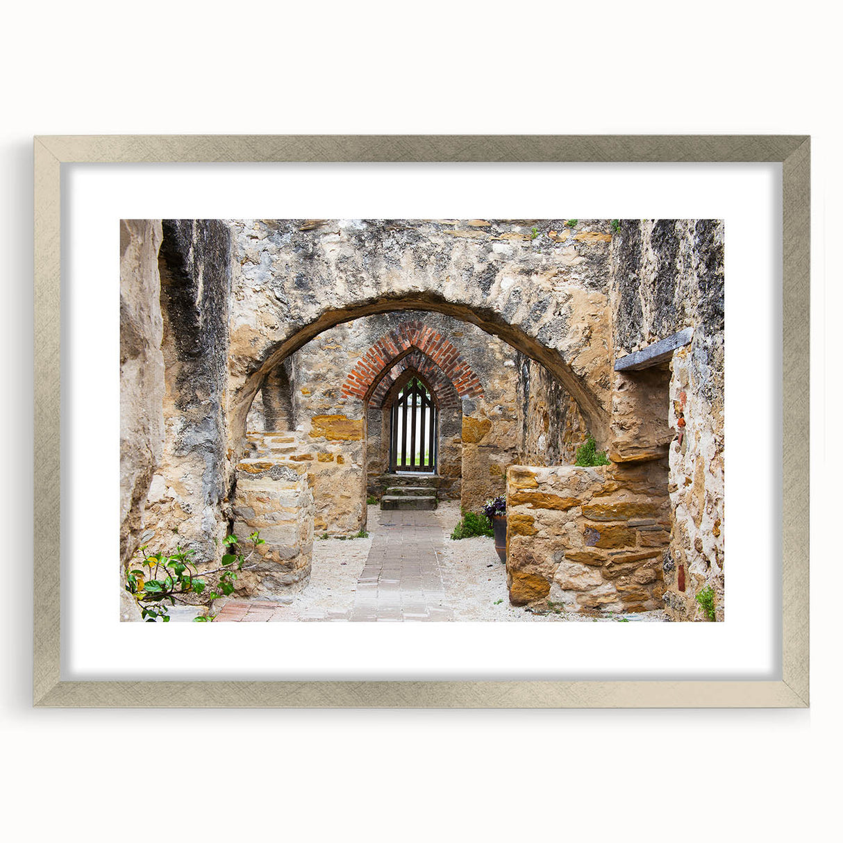 Textured abstract art print of San Antonio skyline in muted earth tones on a framed canvas, ideal for bedroom art.