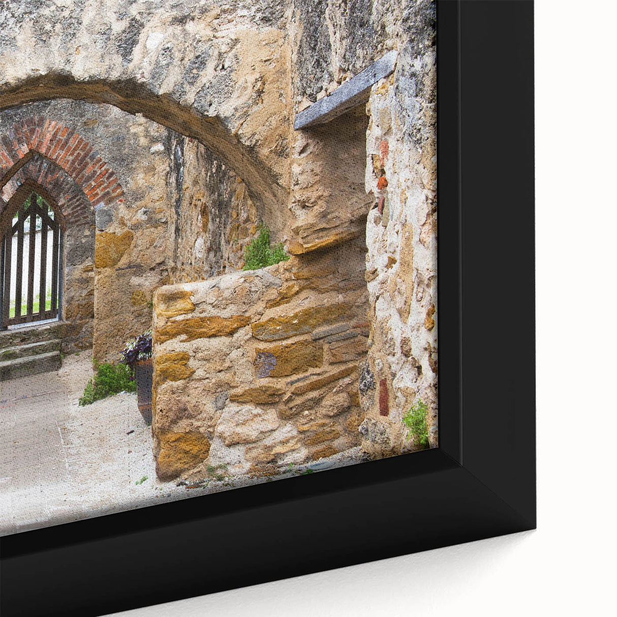 Extra large framed canvas featuring a textured depiction of San Antonio skyline in black with colorful art accents.