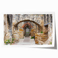 Rolled print of San Antonio scenery with floral elements in soft color tones, ideal for art wall dining room.