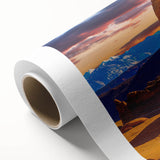 Art deco style poster of Arches National Park in pastel shades on rolled canvas, ideal for nursery wall art.