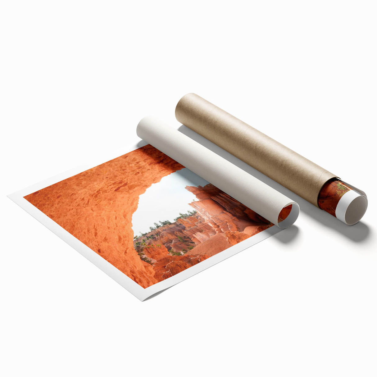 Extra large rolled print of Bryce Canyon with vibrant red and orange tones, suitable for classy bathroom wall art.